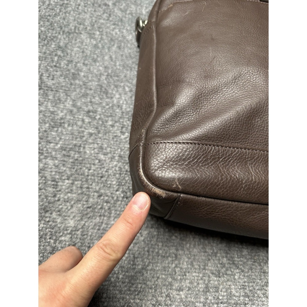Mens Leather Coach Brown Briefcase Laptop Work Bag, Size One Size - Picture 12 of 13
